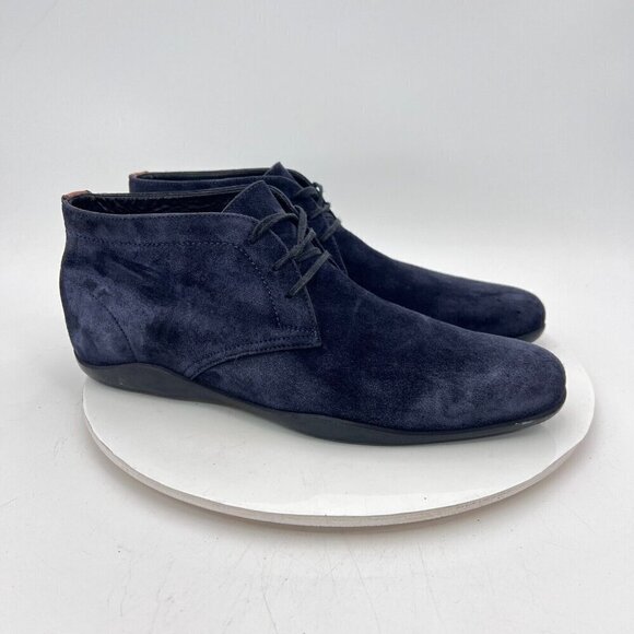 Harrys of London Men Size 9.5 Blue Navy Suede Vibram Sole Ankle Chukka Boot - Picture 4 of 13